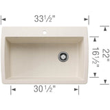 Diamond SILGRANIT 33.5'' Super Single Dual Mount Kitchen Sink - Soft White