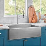 Quatrus R15 32'' Single Bowl Apron-Front Stainless Steel Farmhouse Sink