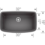 Valea SILGRANIT 32'' Super Single Undermount Kitchen Sink - Anthracite