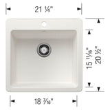 Liven SILGRANIT 21'' Single Bowl Dual Mount Kitchen Sink - Coal Black