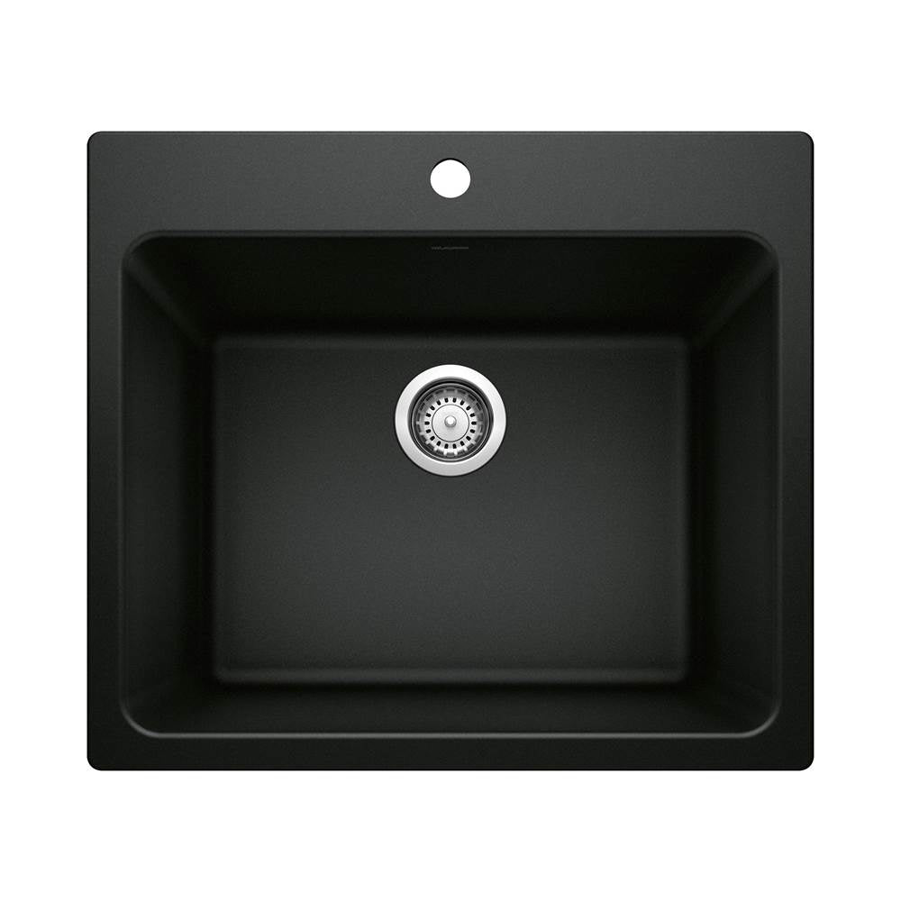 Blanco - Liven SILGRANIT 25'' Single Bowl Dual Mount Laundry Sink - Coal Black - Coal Black