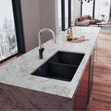 Precis SILGRANIT 29'' 50/50 Double Bowl Undermount Kitchen Sink - Coal Black