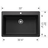 Liven SILGRANIT 33'' Super Single Dual Mount Kitchen Sink - Coal Black