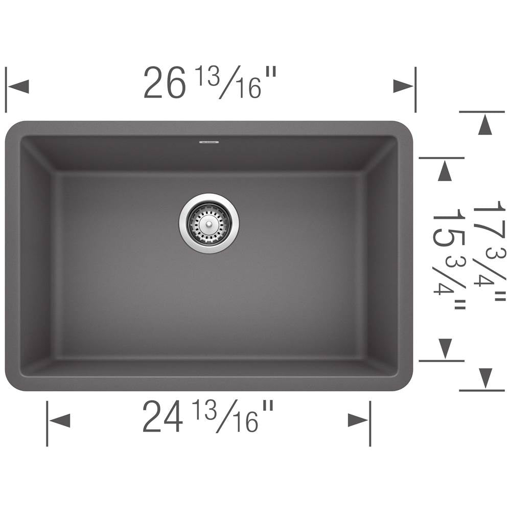 Precis SILGRANIT 27'' Single Bowl Undermount Kitchen Sink - Coal Black