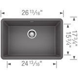 Precis SILGRANIT 27'' Single Bowl Undermount Kitchen Sink - Coal Black