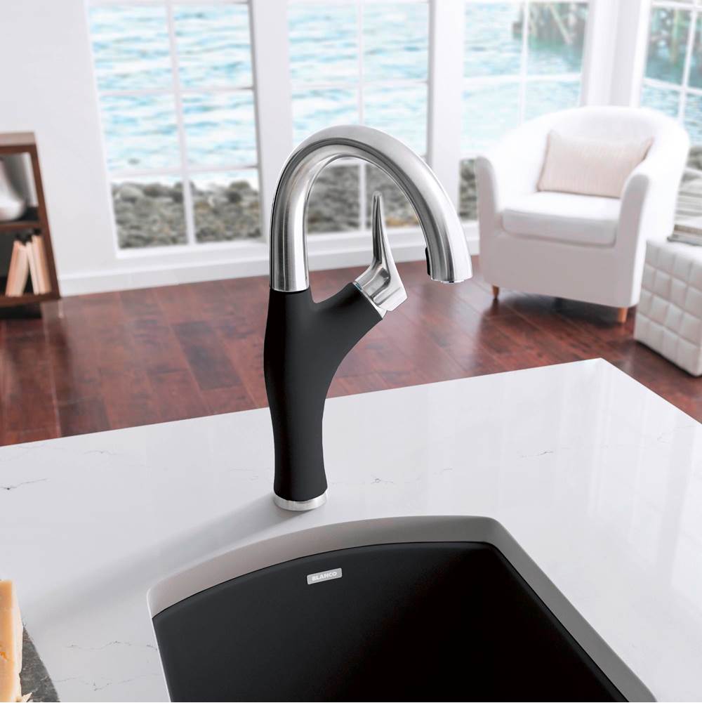 Artona Pull-Down Dual-Spray Bar Faucet - PVD Steel/Anthracite