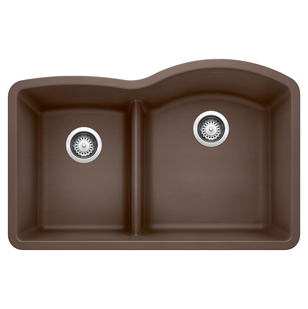 Blanco - Diamond SILGRANIT 32'' 40/60 Reverse Double Bowl Undermount Kitchen Sink with Low Divide - Cafe - Cafe