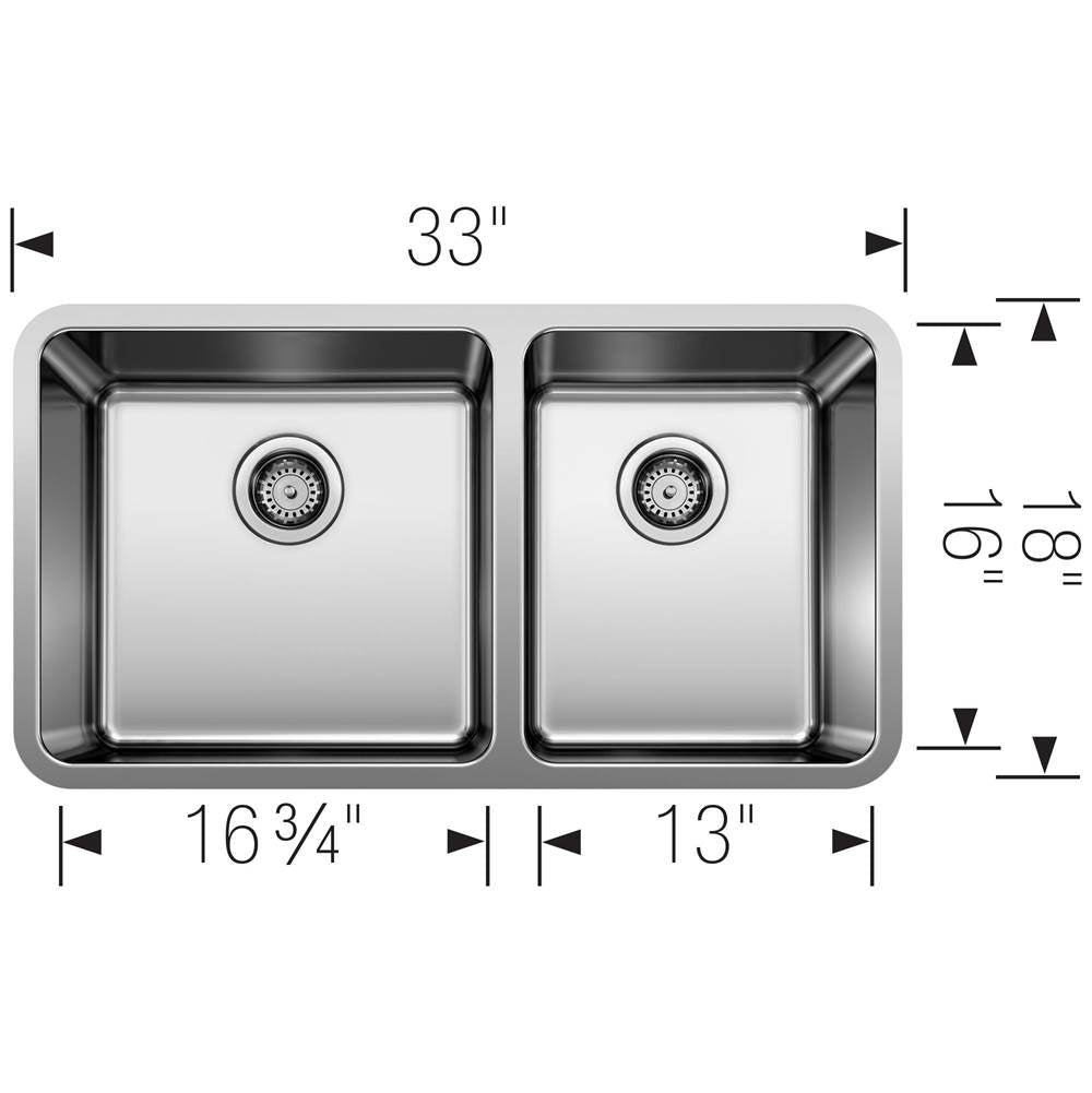Formera 33'' 60/40 Double Bowl Undermount Stainless Steel Kitchen Sink