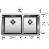 Formera 33'' 60/40 Double Bowl Undermount Stainless Steel Kitchen Sink