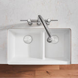Ikon SILGRANIT 33'' Double Bowl Apron-Front Farmhouse Sink with Low Divide - Anthracite