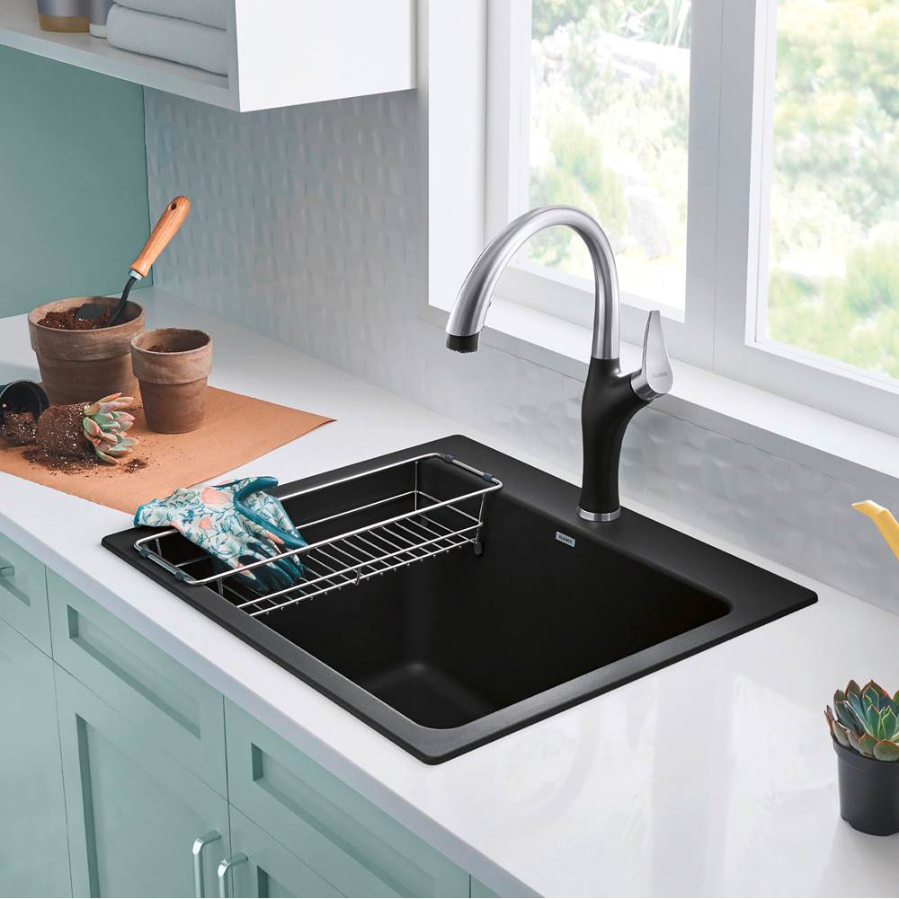 Liven SILGRANIT 25'' Single Bowl Dual Mount Laundry Sink - Anthracite