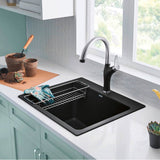 Liven SILGRANIT 25'' Single Bowl Dual Mount Laundry Sink - Anthracite