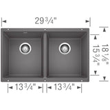 Precis SILGRANIT 29'' 50/50 Double Bowl Undermount Kitchen Sink - Coal Black