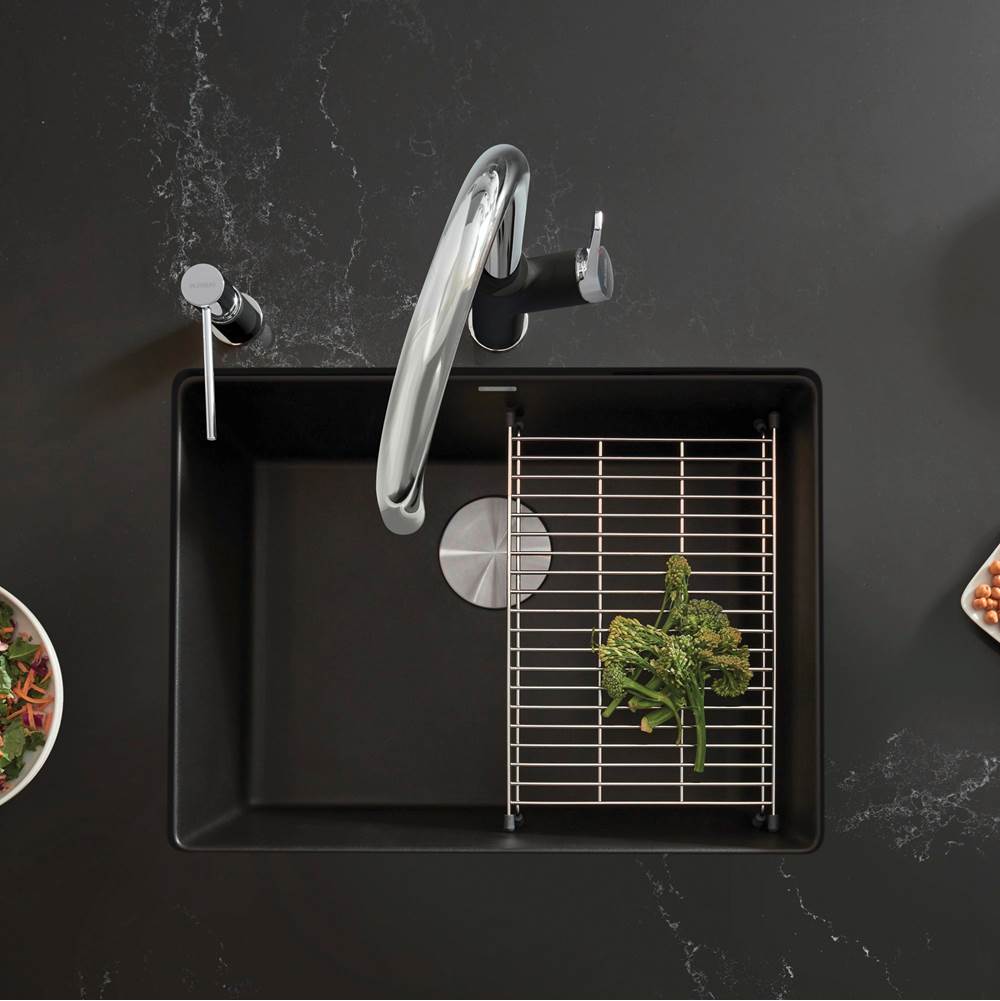 Precis SILGRANIT 24'' Single Bowl Undermount Kitchen Sink - Coal Black