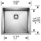 Precision R10 19'' Single Bowl Undermount Stainless Steel Kitchen Sink