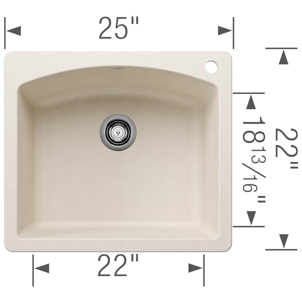Diamond SILGRANIT 25'' Single Bowl Dual Mount Kitchen Sink - Soft White