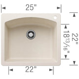 Diamond SILGRANIT 25'' Single Bowl Dual Mount Kitchen Sink - Soft White