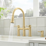 Empressa Pull-Down Dual-Spray Bridge Faucet - Chrome