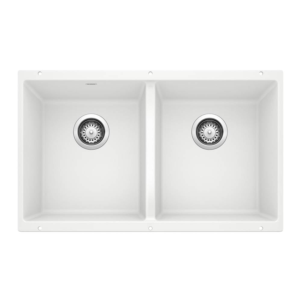 Blanco - Precis SILGRANIT 29'' 50/50 Double Bowl Undermount Kitchen Sink - White - White