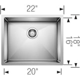 Precision R10 22'' Single Bowl Undermount Stainless Steel Kitchen Sink