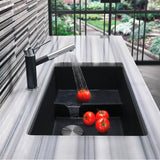 Precis Cascade SILGRANIT 29'' Single Bowl Undermount Kitchen Sink with Colander - Coal Black