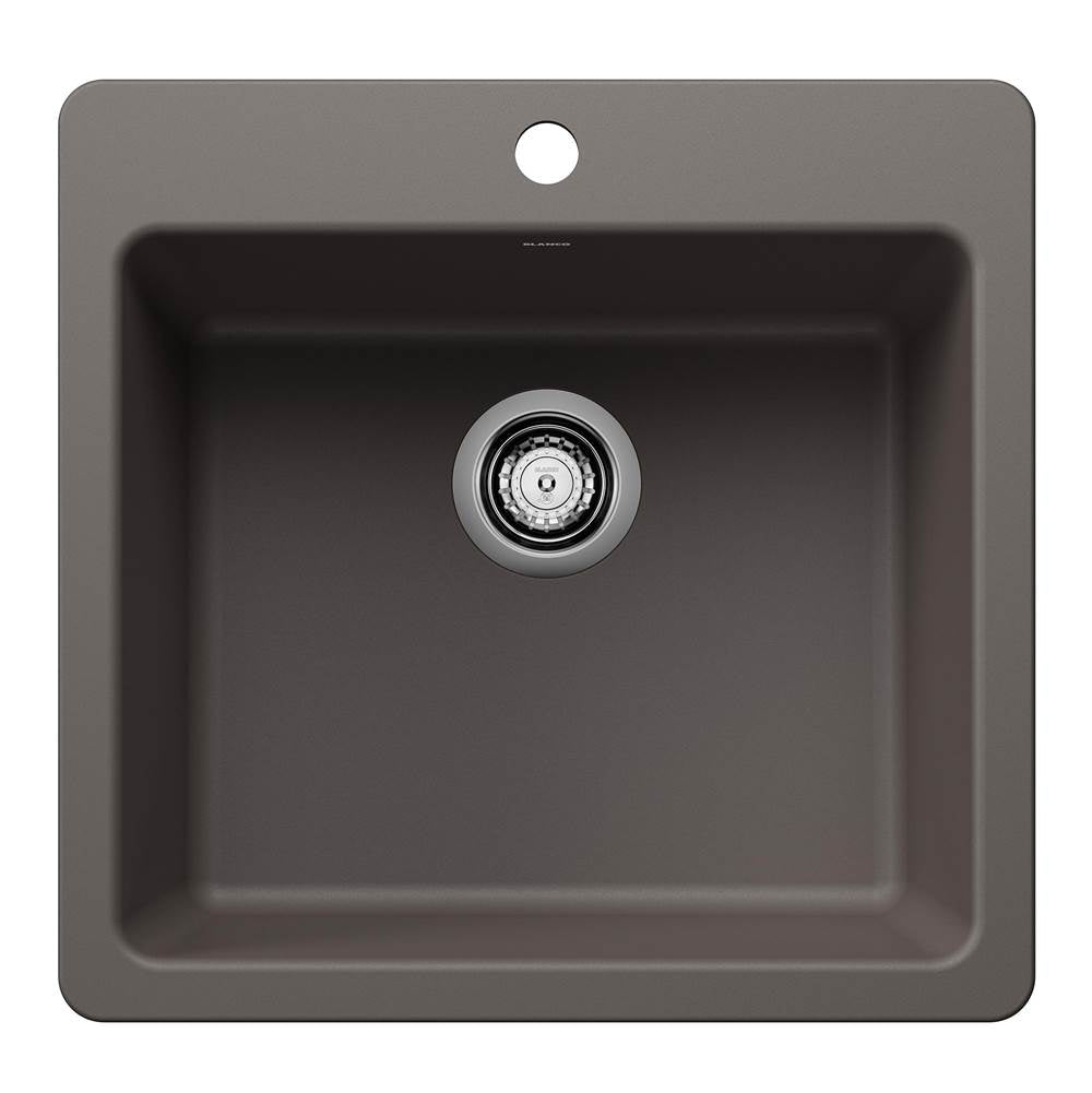 Blanco - Liven SILGRANIT 21'' Single Bowl Dual Mount Kitchen Sink - Volcano Gray - Volcano Gray