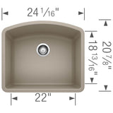 Diamond SILGRANIT 24'' Single Bowl Undermount Kitchen Sink - Cafe
