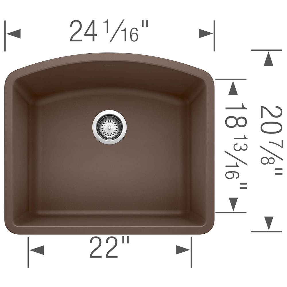 Diamond SILGRANIT 24'' Single Bowl Undermount Kitchen Sink - Cafe