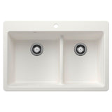 Blanco - Liven SILGRANIT 33'' 60/40 Double Bowl Dual Mount Kitchen Sink with Low Divide - White - White