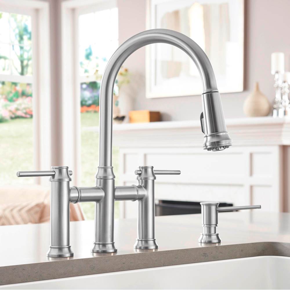 Empressa Pull-Down Dual-Spray Bridge Faucet - Chrome