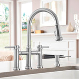 Empressa Pull-Down Dual-Spray Bridge Faucet - Chrome