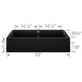 Vintera SILGRANIT 33'' Double Bowl Apron-Front Farmhouse Sink - Anthracite