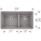 Precis SILGRANIT 33'' 60/40 Double Bowl Undermount Kitchen Sink - White