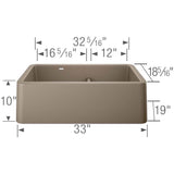 Ikon SILGRANIT 33'' Double Bowl Apron-Front Farmhouse Sink with Low Divide - Anthracite