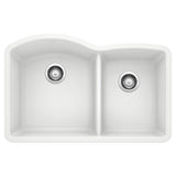 Blanco - Diamond SILGRANIT 32'' 60/40 Double Bowl Undermount Kitchen Sink - White - White
