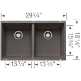 Precis SILGRANIT 29'' 50/50 Double Bowl Undermount Kitchen Sink - Soft White