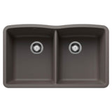 Blanco - Diamond SILGRANIT 32'' 50/50 Double Bowl Undermount Kitchen Sink - Volcano Gray - Volcano Gray