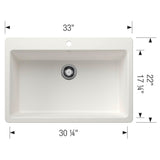 Liven SILGRANIT 33'' Super Single Dual Mount Kitchen Sink - Coal Black