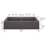 Vintera SILGRANIT 33'' Double Bowl Apron-Front Farmhouse Sink - Anthracite