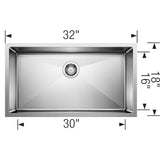Cuvee R15 32'' Single Bowl Undermount Stainless Steel Kitchen Sink