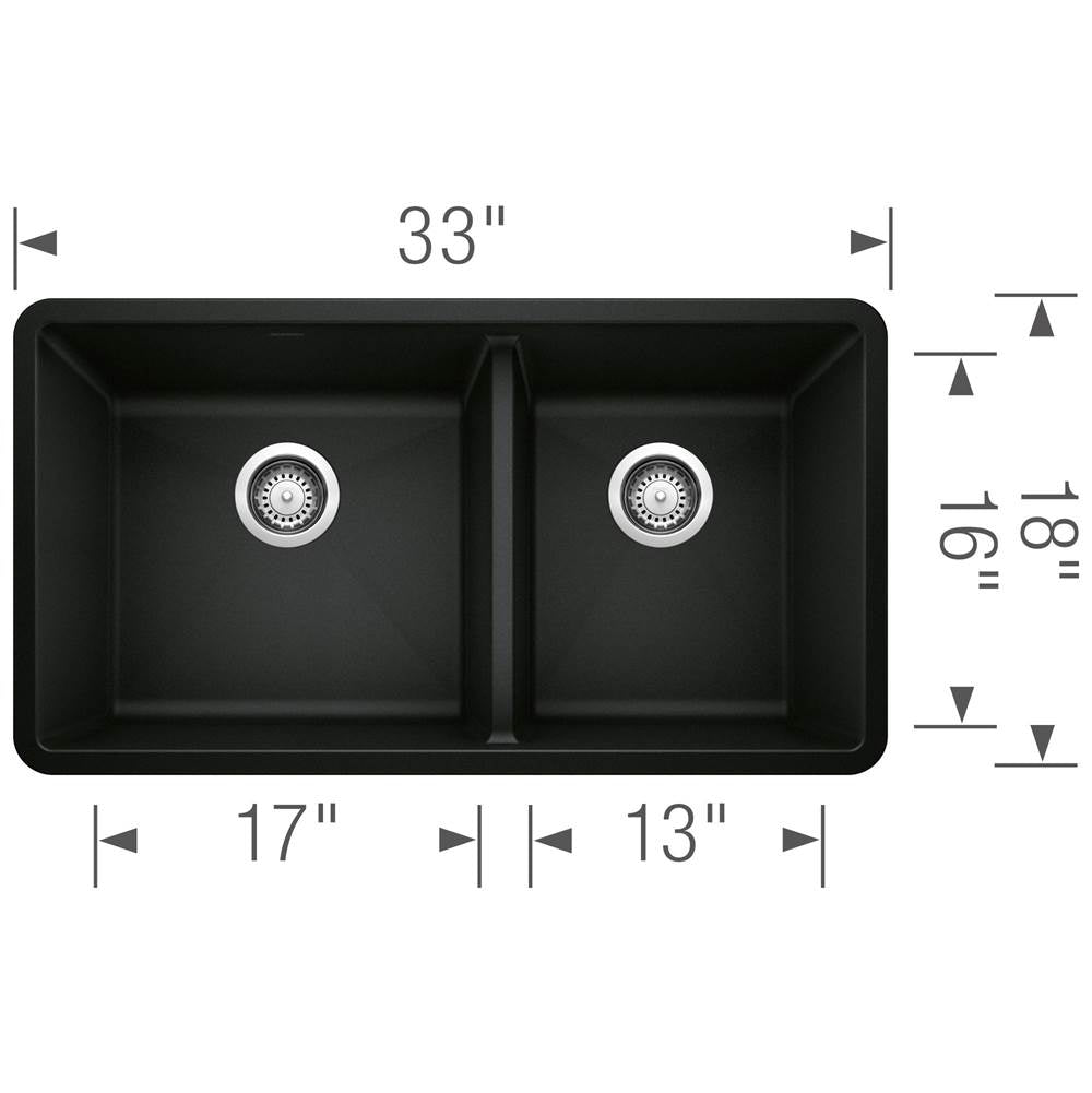 Precis SILGRANIT 33'' 60/40 Double Bowl Undermount Kitchen Sink - White