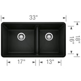 Precis SILGRANIT 33'' 60/40 Double Bowl Undermount Kitchen Sink - White