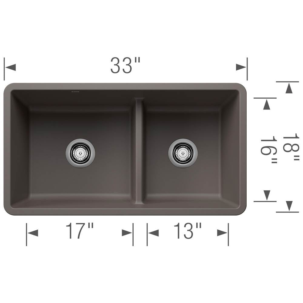Precis SILGRANIT 33'' 60/40 Reversible Double Bowl Undermount Kitchen Sink with Low Divide - Soft White