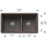 Precis SILGRANIT 33'' 60/40 Reversible Double Bowl Undermount Kitchen Sink with Low Divide - Soft White