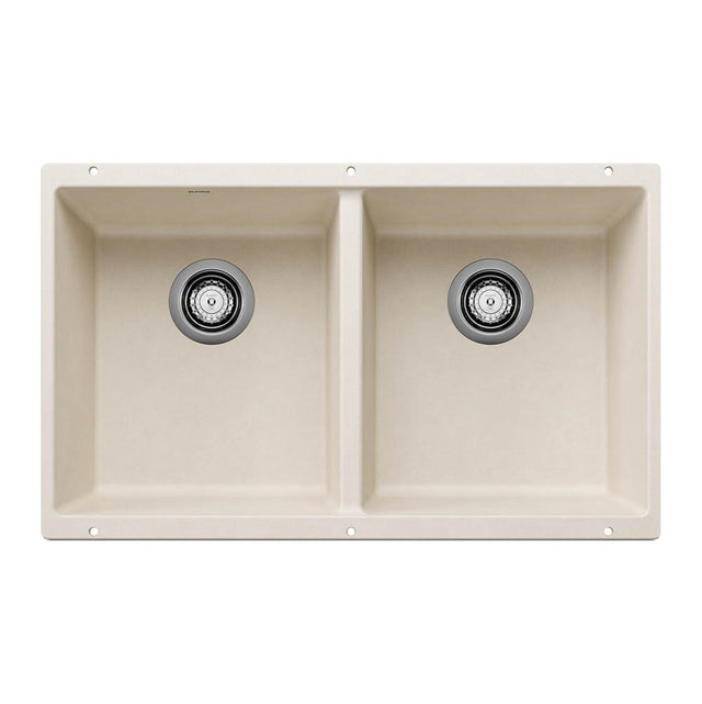 Blanco - Precis SILGRANIT 29'' 50/50 Double Bowl Undermount Kitchen Sink - Soft White - Soft White