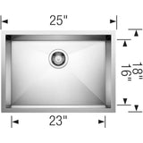 Quatrus R0 25'' Single Bowl Undermount ADA Stainless Steel Kitchen Sink