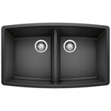 Blanco - Performa SILGRANIT 33'' 50/50 Double Bowl Undermount Kitchen Sink - Anthracite - Anthracite