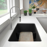 Precis SILGRANIT 33'' 60/40 Reversible Double Bowl Undermount Kitchen Sink with Low Divide - Cinder