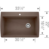 Diamond SILGRANIT 33.5'' Super Single Dual Mount Kitchen Sink - Cafe