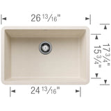 Precis SILGRANIT 27'' Single Bowl Undermount Kitchen Sink - Soft White